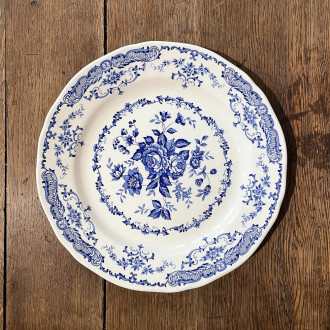 Plat rond décor bleu