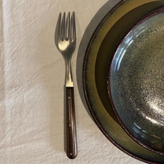 Brown stoneware soup plate