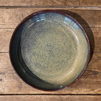 Brown stoneware soup plate
