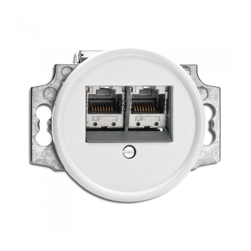 Duroplast white RJ45 double socket