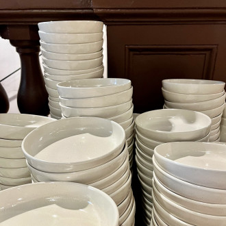 Natural stoneware soup plate