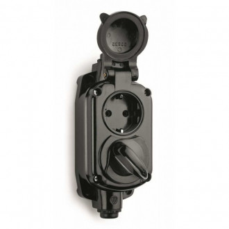 Black bakelite exterior socket & switch