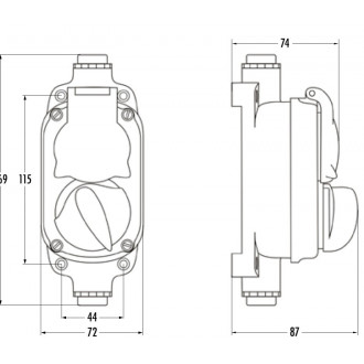 Black bakelite exterior socket & switch