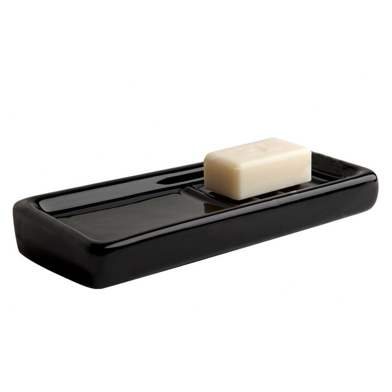 Porte-savon mural en porcelaine noire