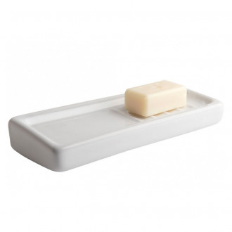 Wall-mounted soap dish in white porcelain