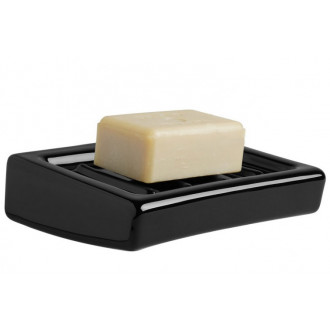 Wall-mounted soap dish in black porcelain