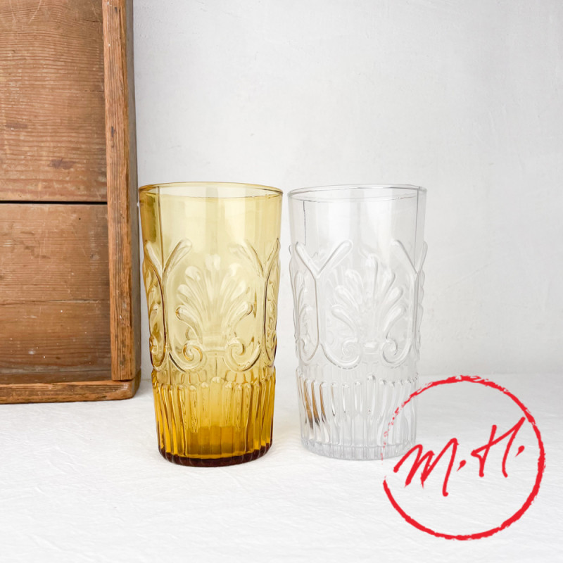 Palm motif glass
