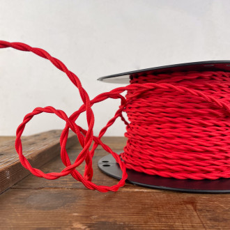 Fire-red twisted electric cable made in Italy