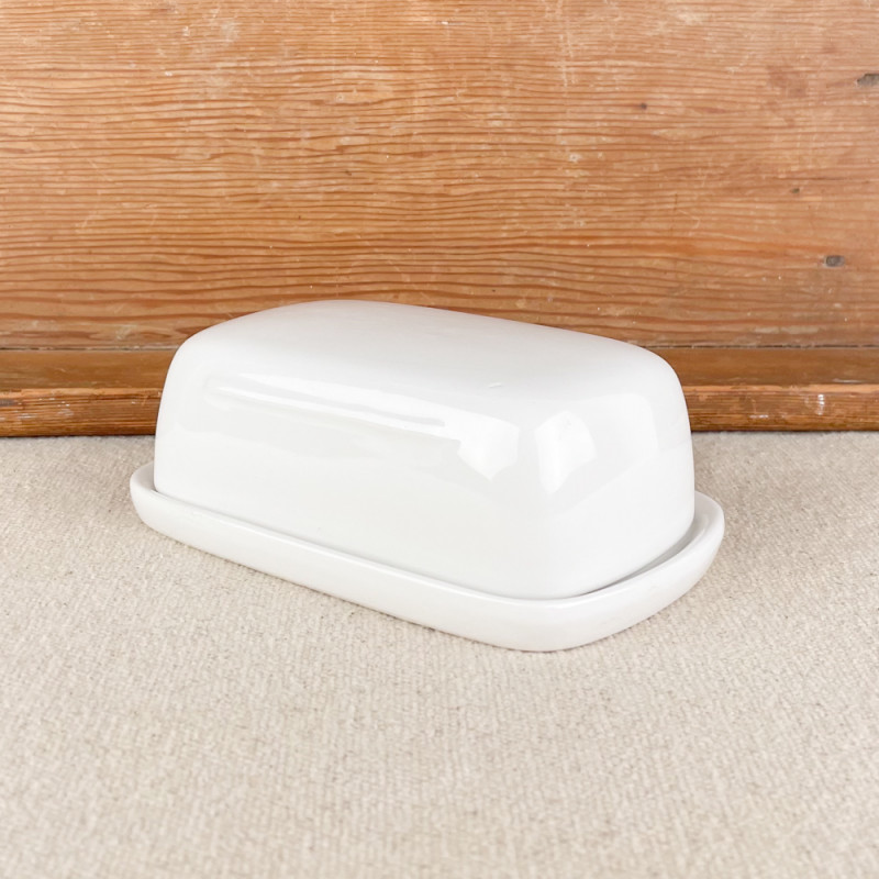 White ceramic butter dish