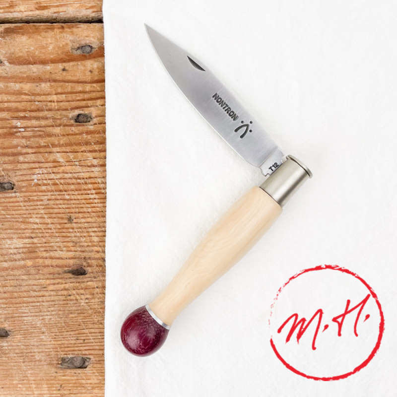 Nontron n°25 knife boxwood and amaranth handle