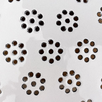 White enamel colander holes