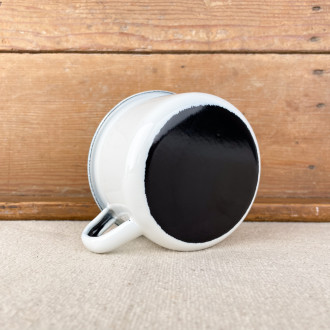 black and white enamel mug