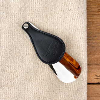 sapphire black leather folding travel shoehorn
