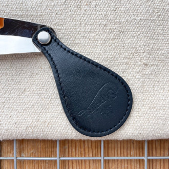 sapphire black leather folding travel shoehorn