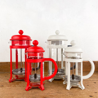 Bodum piston coffee maker white and red