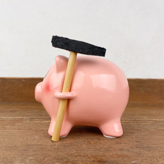 piggy bank with hammer