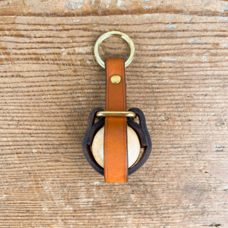 Brown leather cochonnet key ring