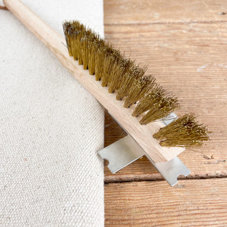 Brass and wood barbecue brush