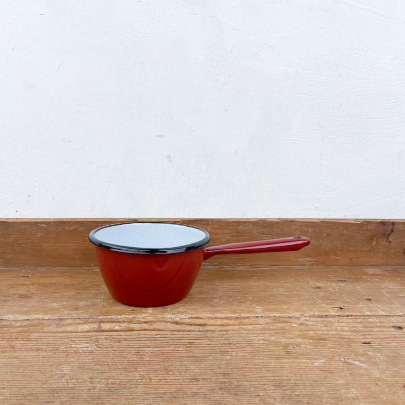 Brown enamel conical saucepan Ø12cm