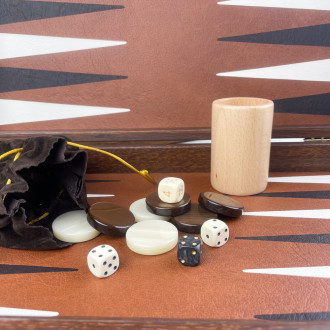 Leather and walnut backgammon