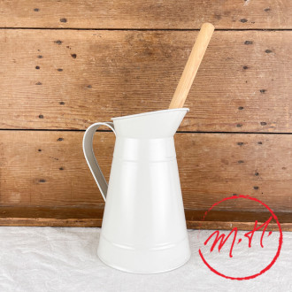 White metal toilet brush and broom