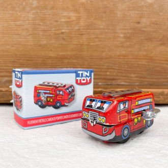 Small mechanical wind-up fire engine