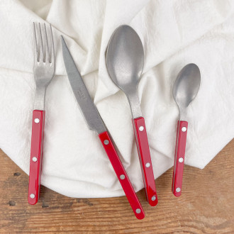 Set of 4 burgundy-red matt-effect cutlery sets