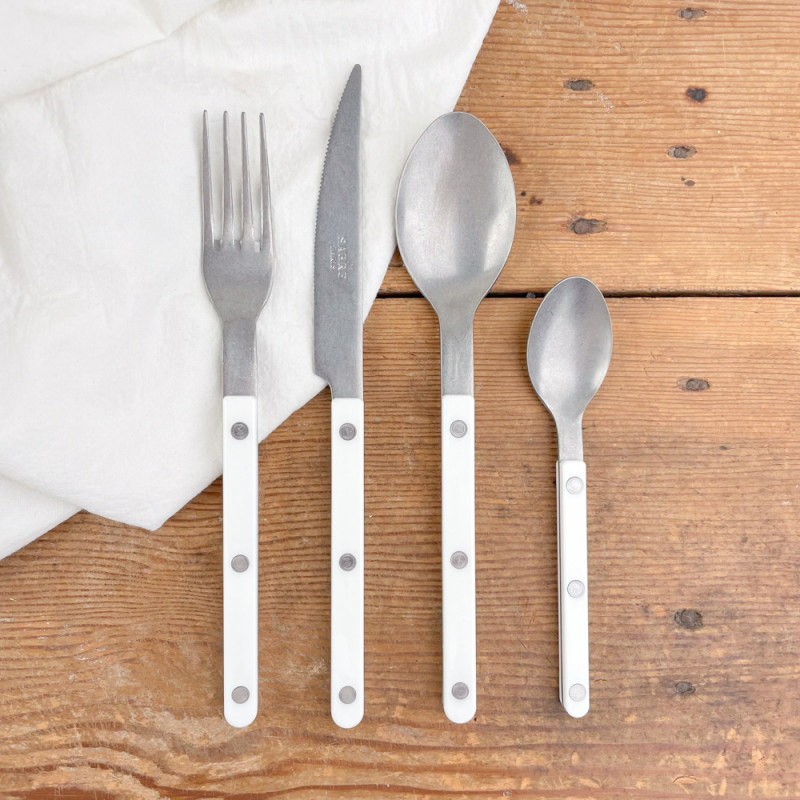 Set of 4 white matt-effect cutlery sets