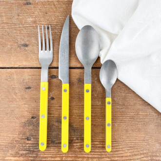 Set of 4 yellow matt-effect cutlery sets