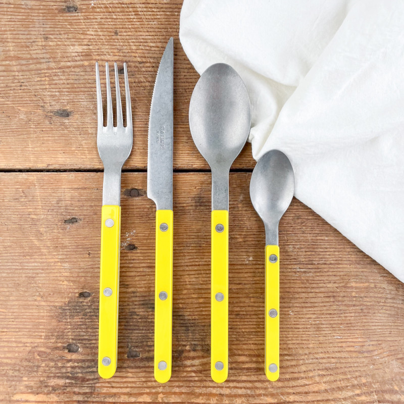 Set of 4 yellow matt-effect cutlery sets