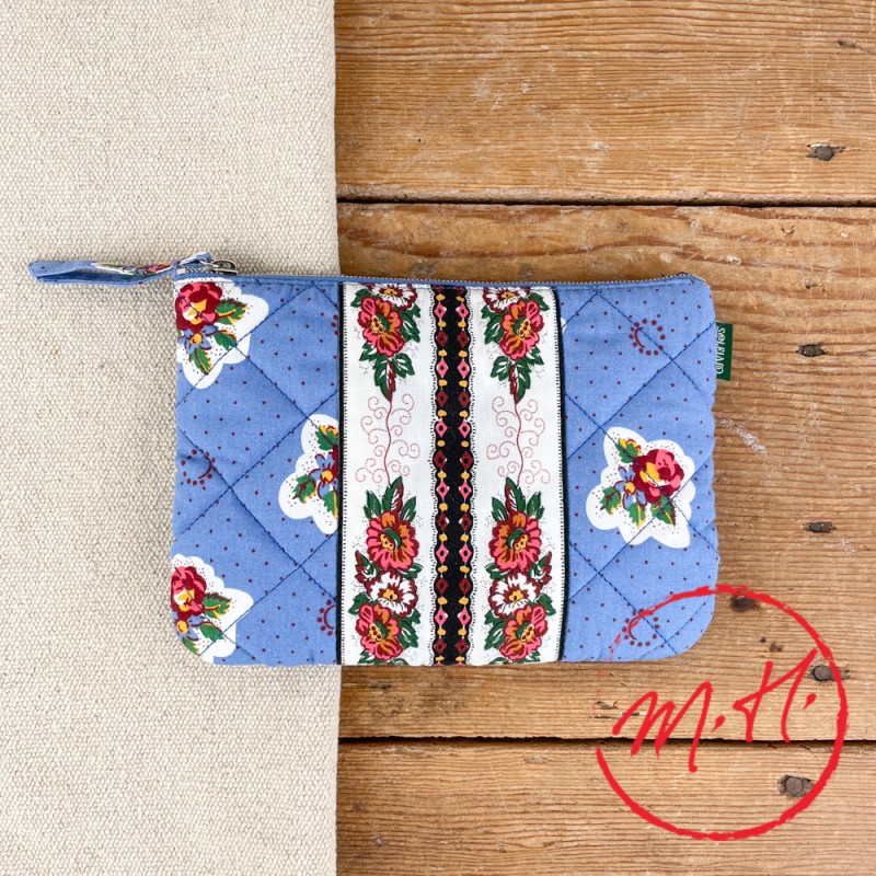 Souleiado blue make-up bag