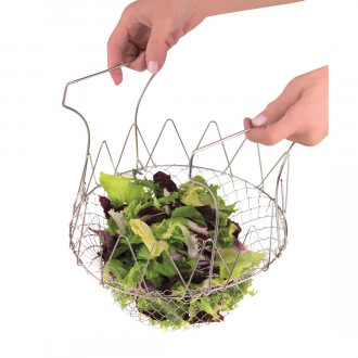 Foldable stainless steel salad basket