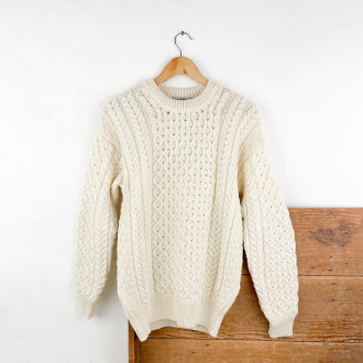 Ecru knitted wool Irish sweater
