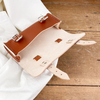 Brown leather bicycle saddle bag