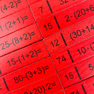 Wooden mathematical dominoes