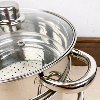 Single-tier stainless steel couscous cooker