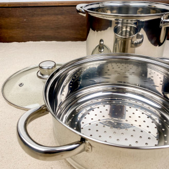 Single-tier stainless steel couscous cooker
