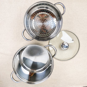 Single-tier stainless steel couscous cooker