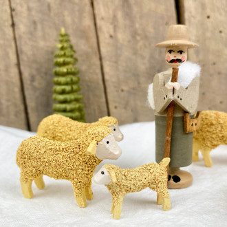 Shepherd and his flock wooden decoration