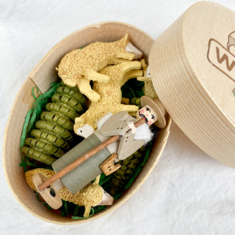 wooden toy Shepherd and his flock