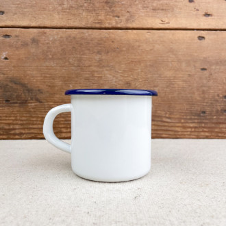 white enamel mug
