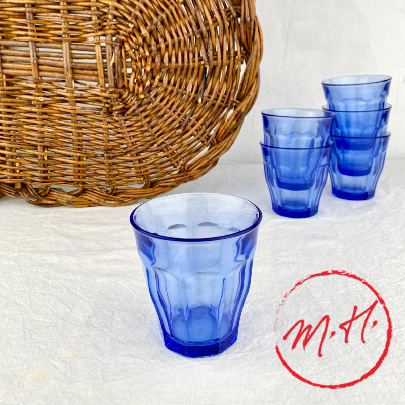 6 verres Duralex bleus 25cl