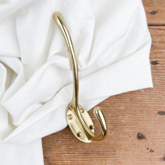 Brass double coat rack 125 mm