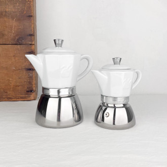 Italian porcelain and stainless steel coffee maker 4 / 8 T