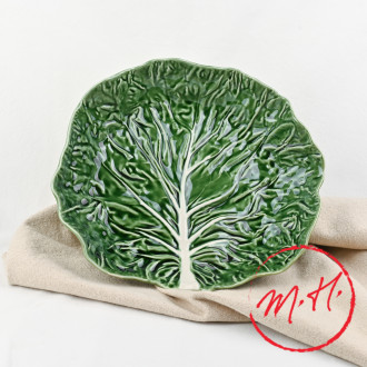Concave cabbage leaf dish Bordallo Pinheiro