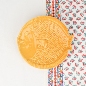Assiette Poisson jaune céramique portugaise
