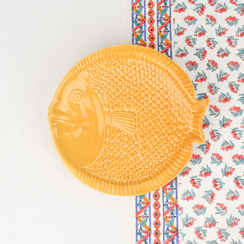 Assiette Poisson jaune céramique portugaise
