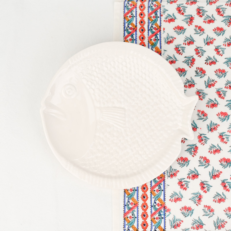 Fish plate white Portuguese ceramics