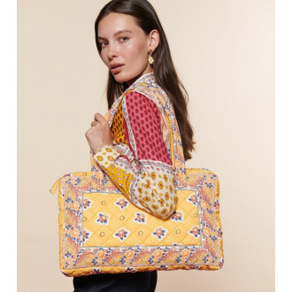 Sac Souleiado jaune à motifs roses en coton