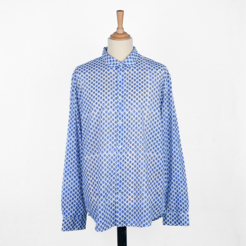 Provencal shirt with blue calissons motif